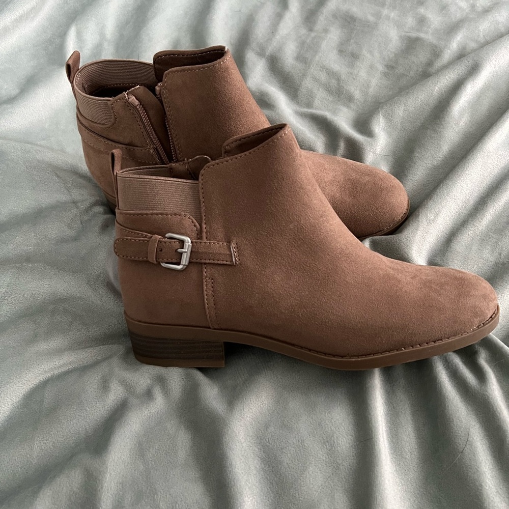 Faux-Suede Side-Buckle Booties